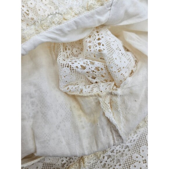 Vtg Fashioned by Gregory Blouse Womens 14 Ivory Lace Ruffles Long Sleeve Prairie - Picture 8 of 8